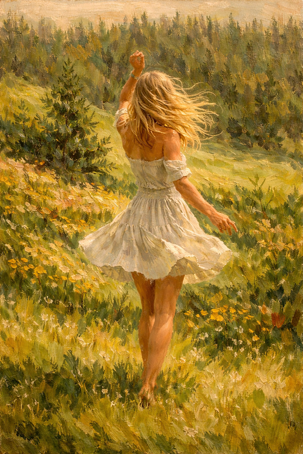 Summer Drift by Tony Livins, impressionistic figurative landscape painting
