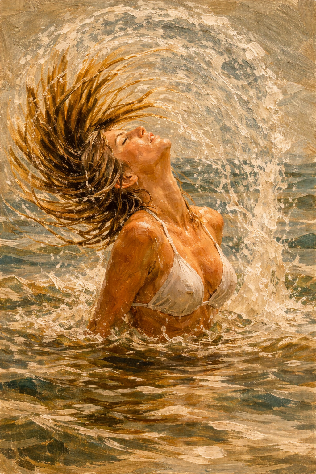 Ocean Release by Tony Livins, dynamic figurative painting in water