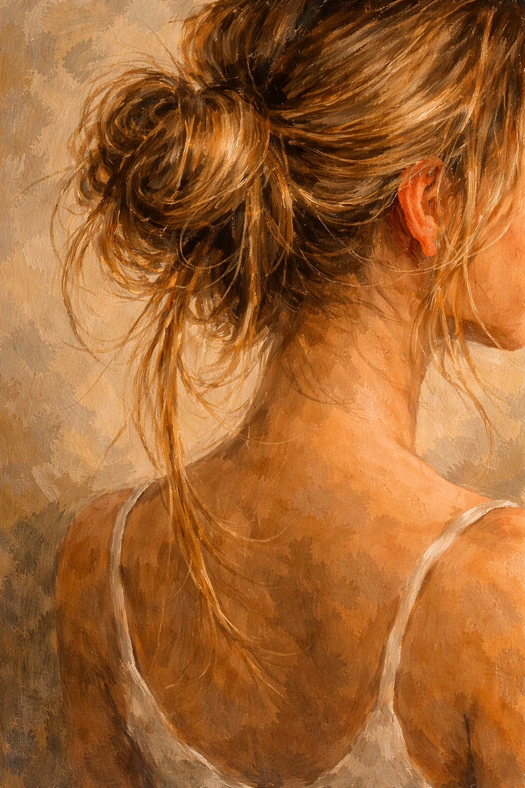 Turned Away by Tony Livins, subtle figurative back portrait painting