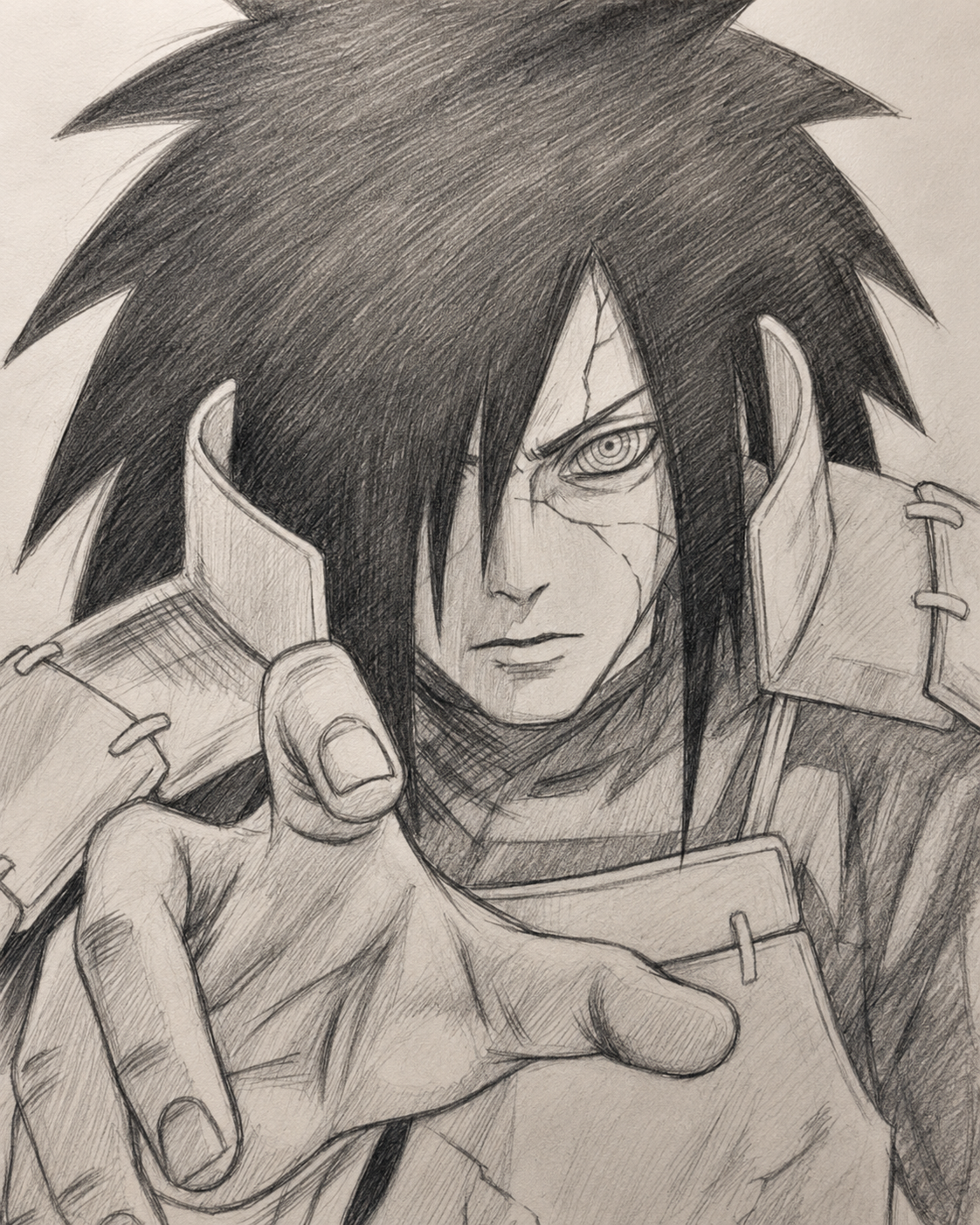Hand of Destiny, Madara Uchiha graphite art by Tony Livins