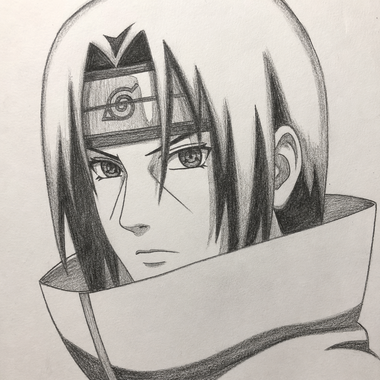 The Silent Uchiha, an Itachi Uchiha graphite fan-art portrait drawn by Tony Livins