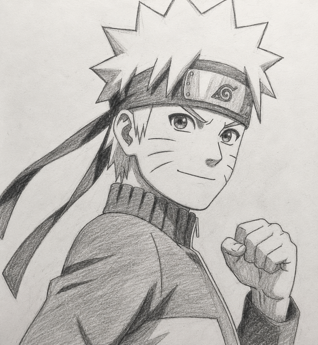 Resolve of the Leaf, Naruto Uzumaki graphite art by Tony Livins