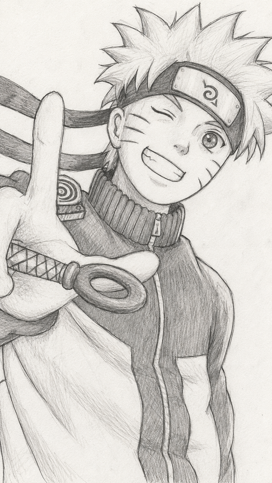The Will to Rise, Naruto Uzumaki graphite art by Tony Livins