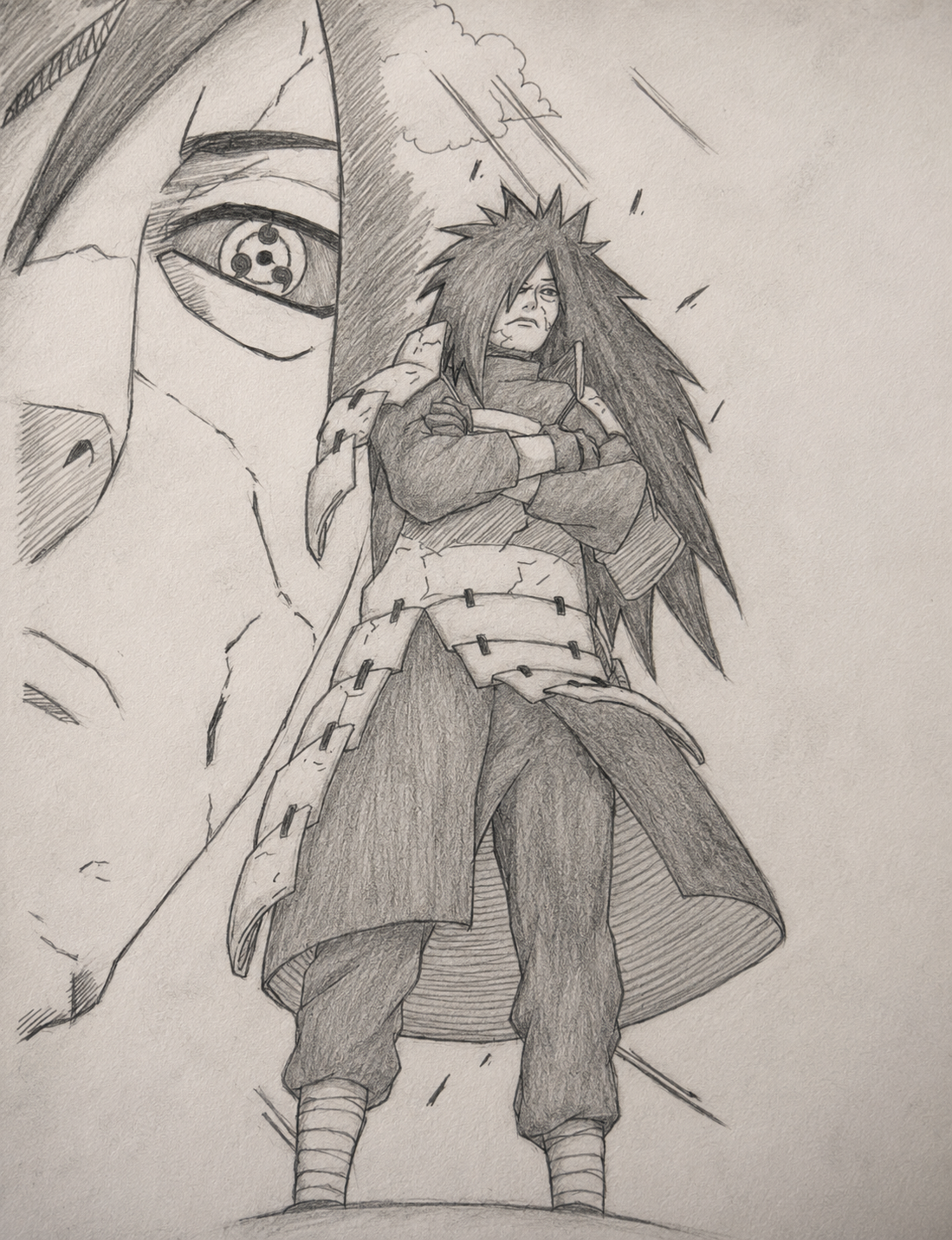 Vision of War, a Madara Uchiha graphite fan-art composition by Tony Livins