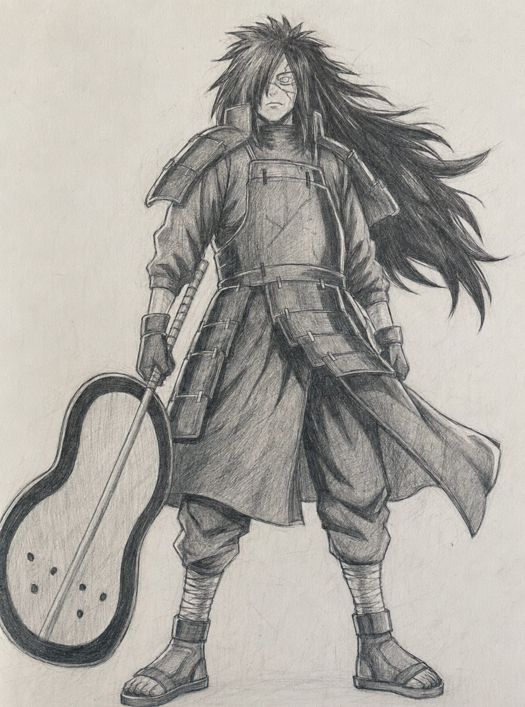Warlord Unbound, full-length Madara Uchiha graphite art by Tony Livins